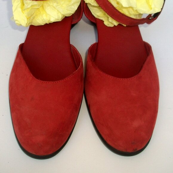 Arche France Eco-Friendly Red Nubuck Mary Jane Wedge Comfort Flats 40M 9M - Picture 5 of 8